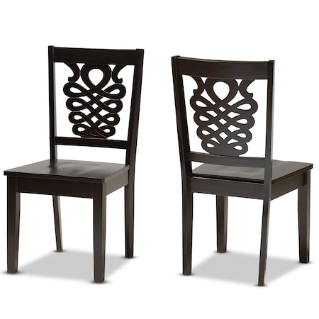 Baxton Studio Gervais Modern and Contemporary Transitional Dark Brown Finished Wood 2-Piece Dining Chair Set 177-11381-Zoro